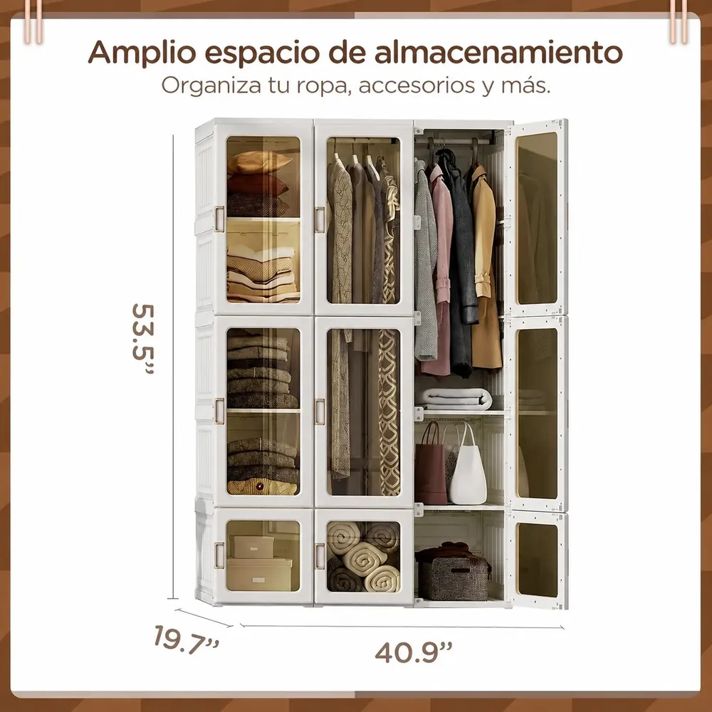Medidas: 104 cm de ancho × 50 cm de fondo × 136 cm de alto